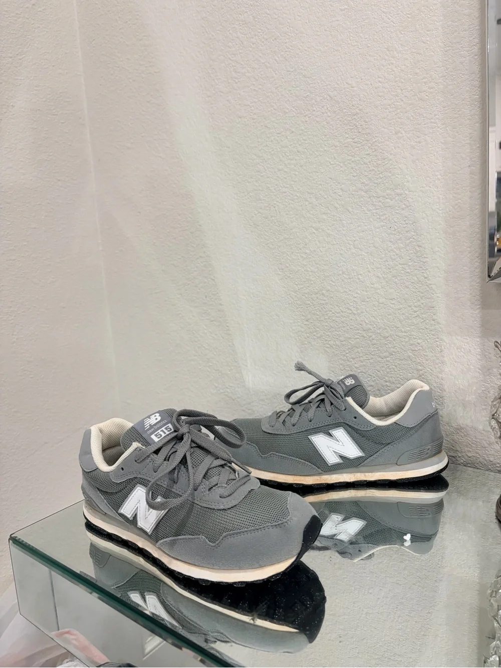 New Balance Gray Mesh & Suede Low-Top Sneakers